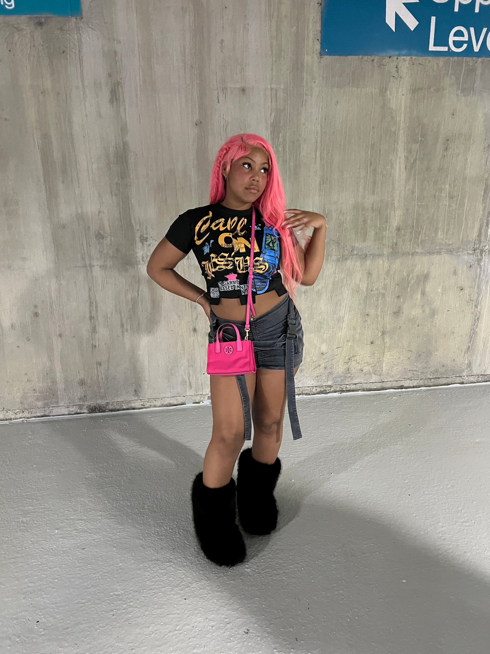 Call On Jesus Black Tee Cropped